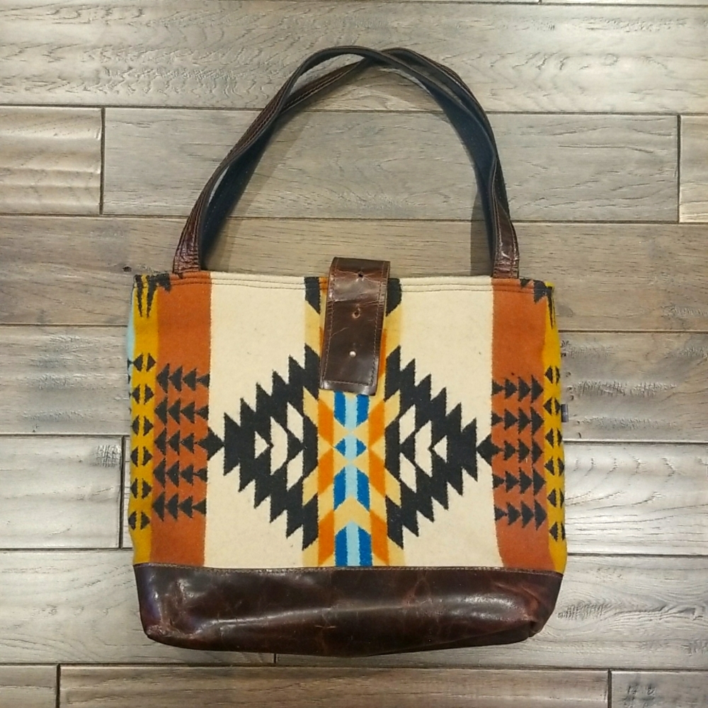 Wool and leather tote